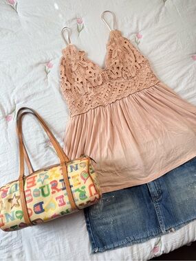 Blue B Collection Lace-Trim Cream Tank Top
